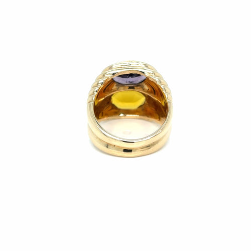 Bague 52 Bague Bulgari Double Baccellato en or citrine et améthyste 58 Facettes