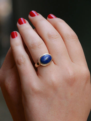 Bague 55 Bague vintage lapis lazuli or jaune 58 Facettes 1039.2