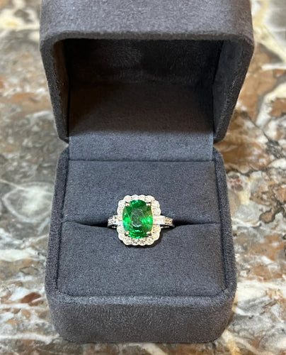 Bague Bague Pompadour grenat Tsavorite 4.54 carats, diamants 58 Facettes B376