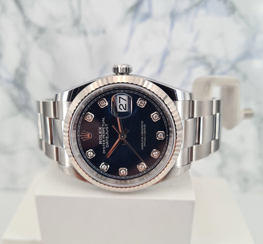 Montre ROLEX - Montre DateJust 36 Bleu Diamants 58 Facettes 126234-1-1