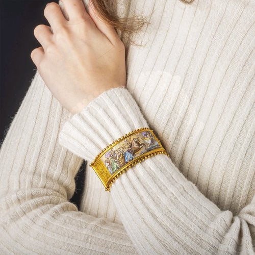 Bracelet Bracelet jonc micromosaïque en or jaune 58 Facettes 22750