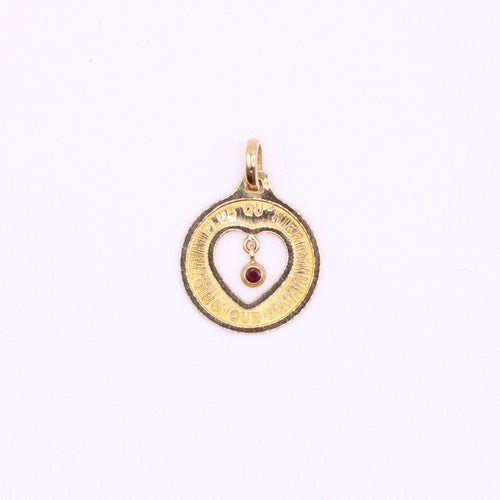 Pendentif Pendentif Plus Qu'hier Moins Que Demain Rubis et or jaune 18k 58 Facettes