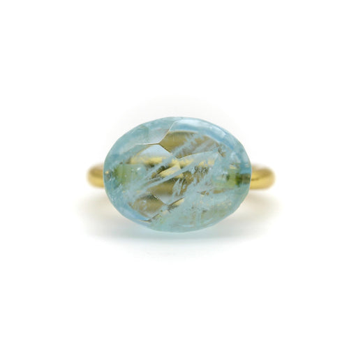 Bague 22K Gold Marie-Hélène de Taillac Milky Aquamarine Cabochon Ring 58 Facettes