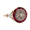 Bague 50 Bague cible Art déco en or 18k, diamant taille rose et rubis calibrés 58 Facettes A06428