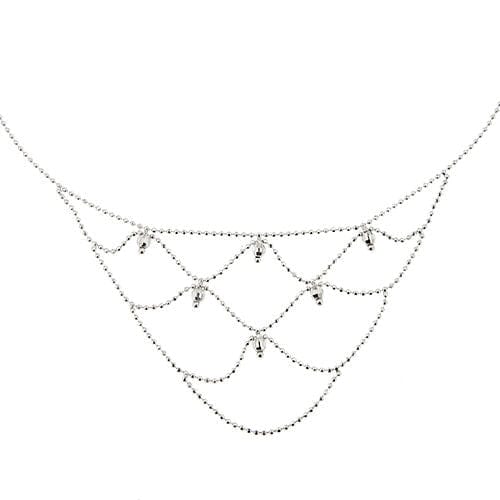 Collier Collier en maille à pois en or blanc 58 Facettes 35081