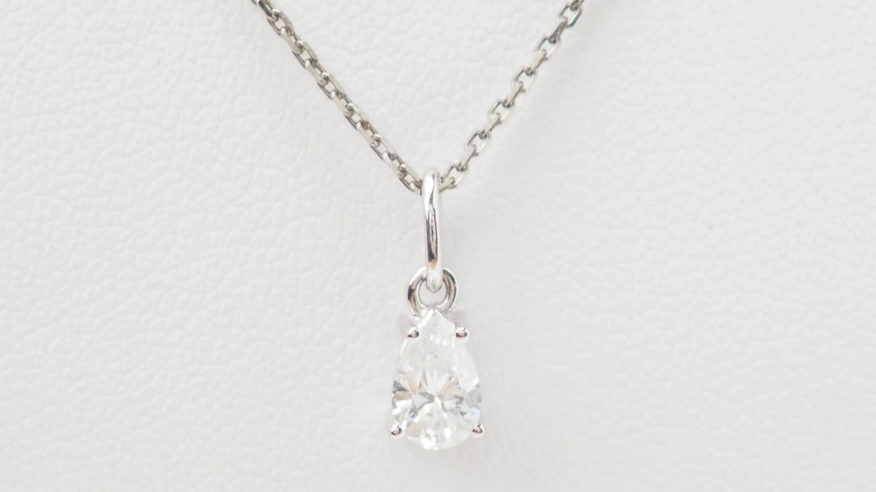 Collier Collier solitaire or blanc diamant poire 58 Facettes 32702