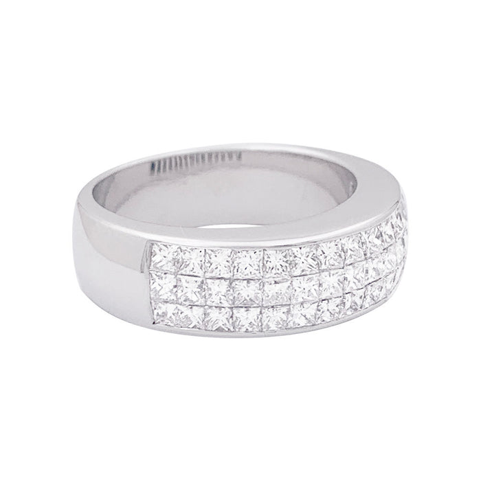 White gold pave ring, princess diamonds.