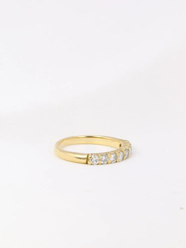 Bague 51 Demi-Alliance américaine en or jaune et diamants 0,5 ct 58 Facettes J115