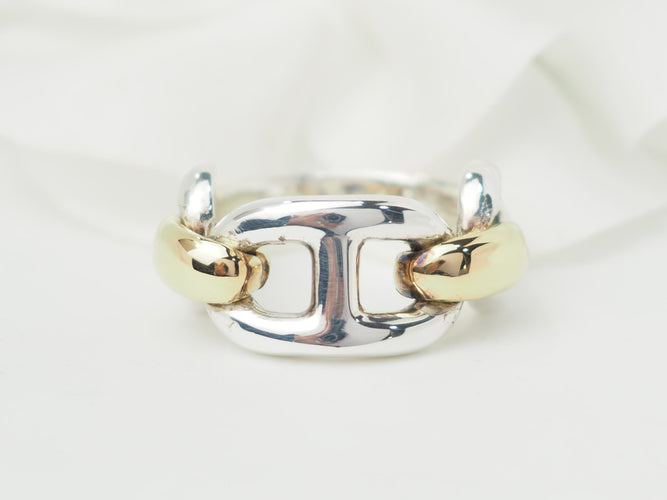 Bague 52 Bague Hermès Chaîne d'Ancre en or et argent 58 Facettes 33489