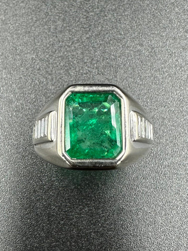 Bague 49 Bague Vintage Emeraude, Diamants, Or Blanc 58 Facettes