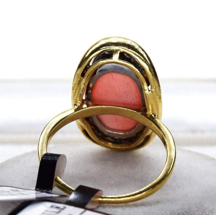 Bague 53 Bagues années 1970 en or jaune corail et diamants 58 Facettes