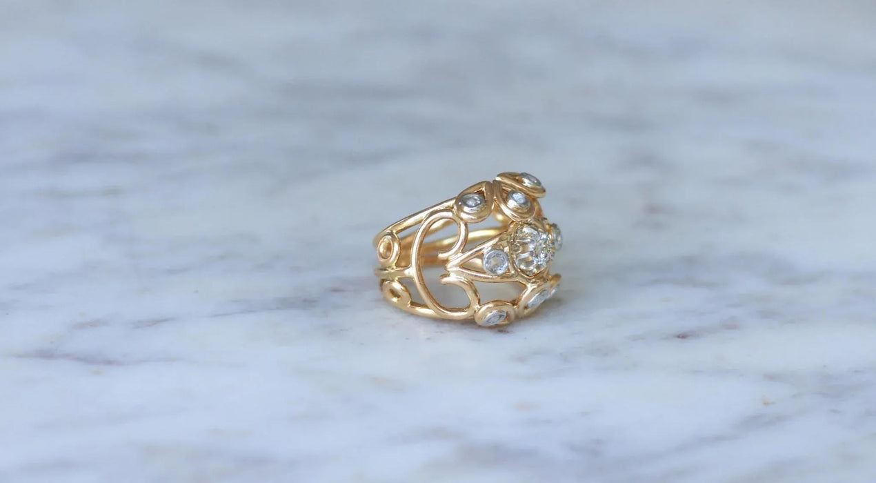 Anillo de bola de cóctel de alambre de oro rosa Riamants