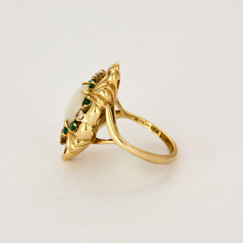 Bague 51 Bague marquise or jaune, opale et diamants 58 Facettes RAM28443