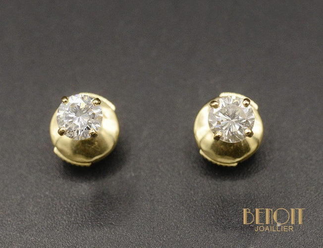 Boucles d'oreilles Boucles d'Oreilles Puces Diamants Or Jaune 58 Facettes A10509