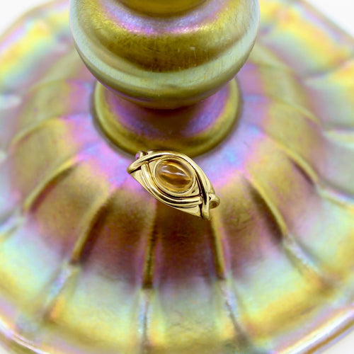 Bague 50 Bague vintage Tiffany & Co. en or 18 carats avec cabochon de citrine croisée 58 Facettes A2001V