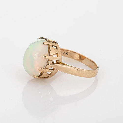 Äthiopischer Opalring, Vintage-Cocktailschmuck aus Gelbgold