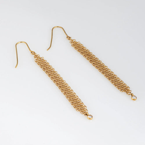 Boucles d'oreilles Boucles d'oreilles pendantes longues en maille Tiffany & Co, diamants, Elsa Peretti, vintage, or 18 carats 58 Facettes G13691