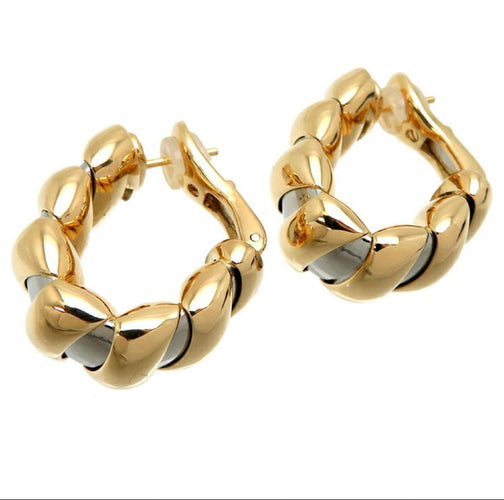 Bulgari Tubogas Gold Stainless Steel Hoop Earrings 58 Facettes