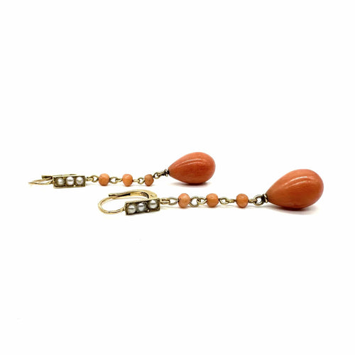 Boucles d'oreilles Boucles d'oreilles or jaune, corail et demi perle 58 Facettes Z15B51736