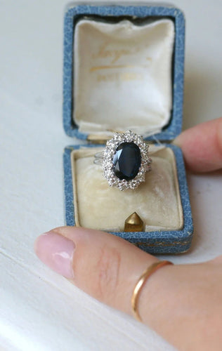 Bague Bague marguerite or blanc saphir et diamants 58 Facettes