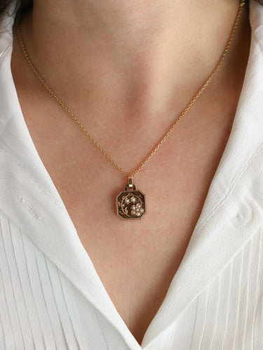 Pendentif Pendentif Art Nouveau porte photo or rose perles fines 58 Facettes 1140.2