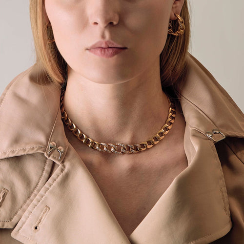 Collier CARTIER x GEORGES LENFANT - BERGAME - Rare et élégant collier chaîne en or jaune et diamants 58 Facettes 58FC14-1