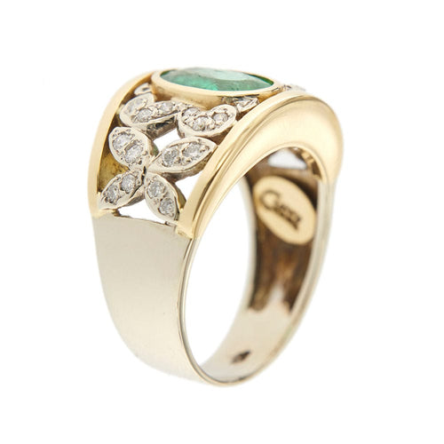 Bague Bague avec émeraude et diamants 58 Facettes 36072