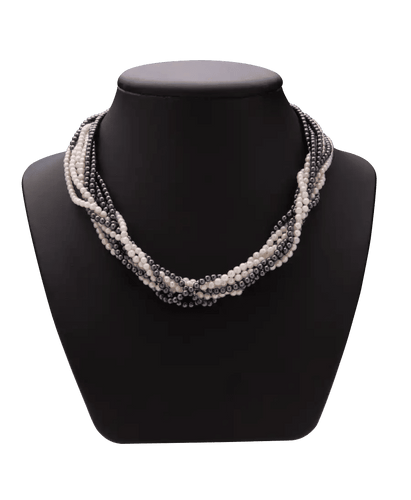 Collier Prestige Or 18K Perle blanche Perle noire