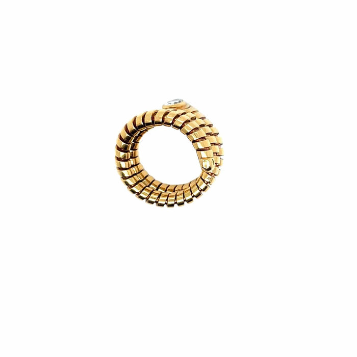 Bague Bulgari Tubogas Serpenti Diamond 18k Yellow Gold 3-Row Ring 58 Facettes