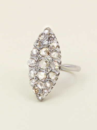 Bague marquise or blanc diamants taille rose 58 Facettes 1142.3