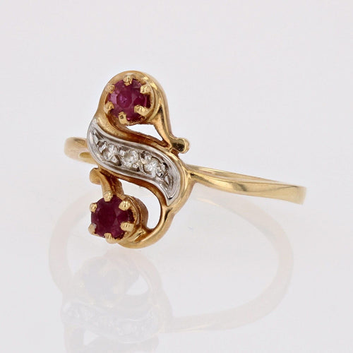Bague 54 Bague duo rubis diamants 58 Facettes 21-674B