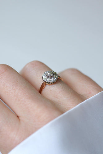 Bague 54 Bague Marguerite Ancienne Or rose, Platine, Diamants 58 Facettes