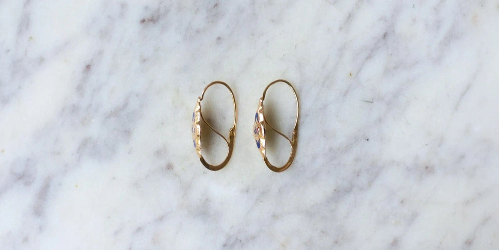 Boucles d'oreilles Boucles d'Oreilles Poissardes Or rose et Email 58 Facettes