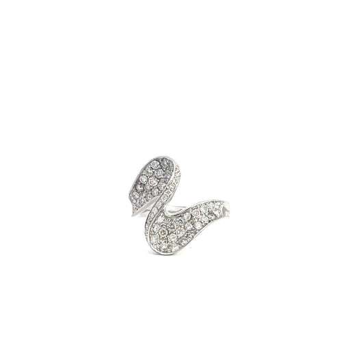 Bague Bague cygne en or blanc sertie de diamants pavés 58 Facettes UN0142