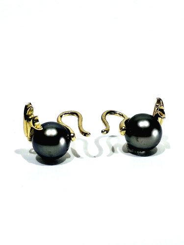 Boucles d'oreilles Boucle d'oreilles or jaune et Perles de Tahiti 58 Facettes