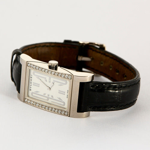 Montre BULGARI Rettangolo - or blanc 750 - Diamants 58 Facettes