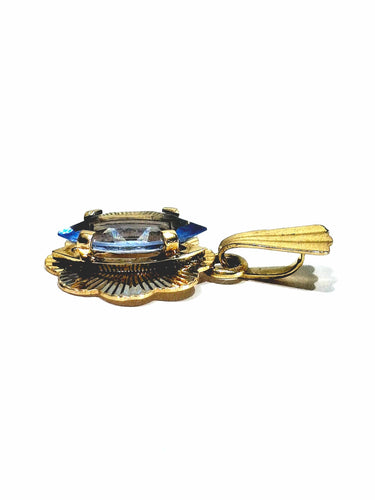 Pendentif Pendentif topaze bleue en or champagne 18 carats 58 Facettes