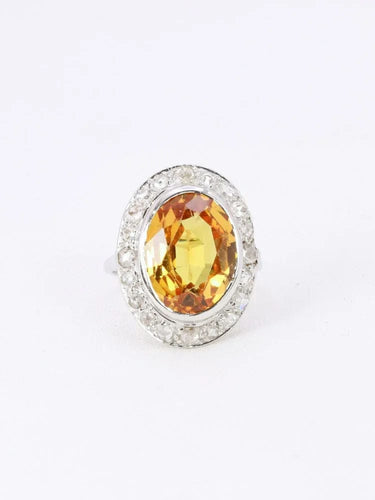 Bague 51 Bague cocktail or blanc citrine 5 carats diamants 58 Facettes J416