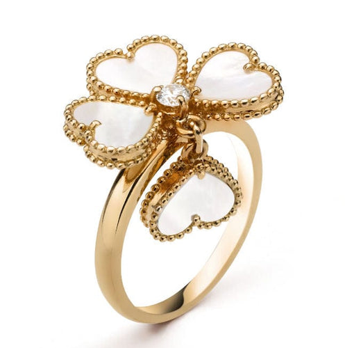 Bague 51 Van Cleef & Arpels - Bague Sweet Hearts or jaune, diamants, nacre 58 Facettes