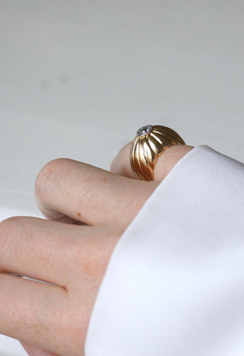 Bague 47 Bague Boule à Gaudrons Diamant sur Or et Platine 58 Facettes