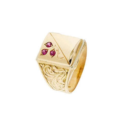 Bague Bague pour homme en or jaune avec rubis 58 Facettes 36431