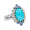 Bague 51 Bague Marquise  Or blanc Turquoise, Diamant, Saphir 58 Facettes 4654147CN