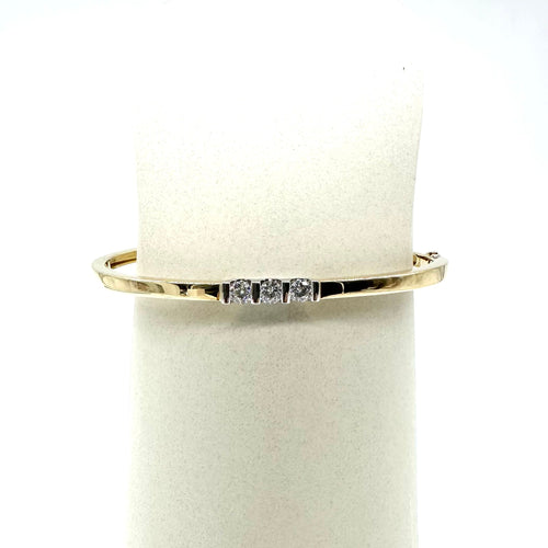 Двуцветна трилогична гривна тип джон и диаманти 