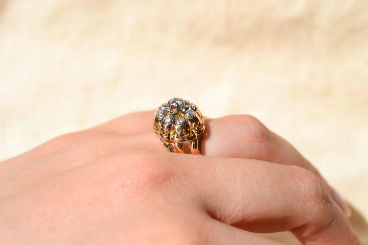 Bague 51 Bague Marguerite dôme Diamants 58 Facettes Ref3434