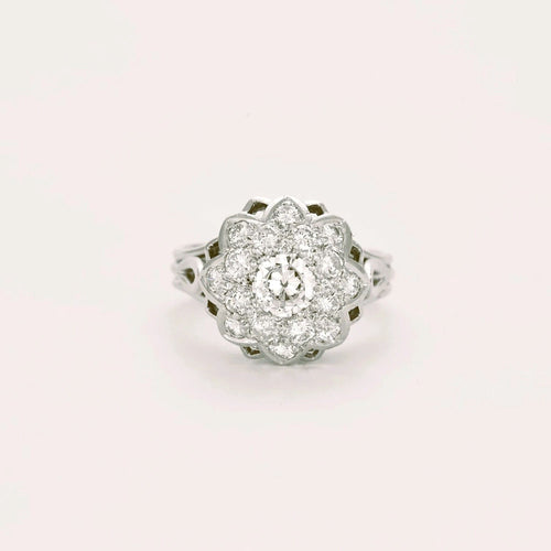 Bague 55 Bague Marguerite Diamants Platine 58 Facettes A11001