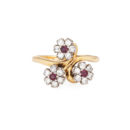 Bague 53.5 Bague Jabel en or jaune, diamants et rubis des années 60 58 Facettes G14039