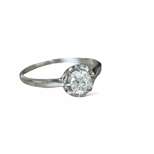 Bague 55 Solitaire or blanc diamant 0.50 carat 58 Facettes 198