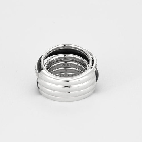 Bague 52 DE GRISOGONO - Bague Allegra en or blanc céramique noire et diamants 58 Facettes