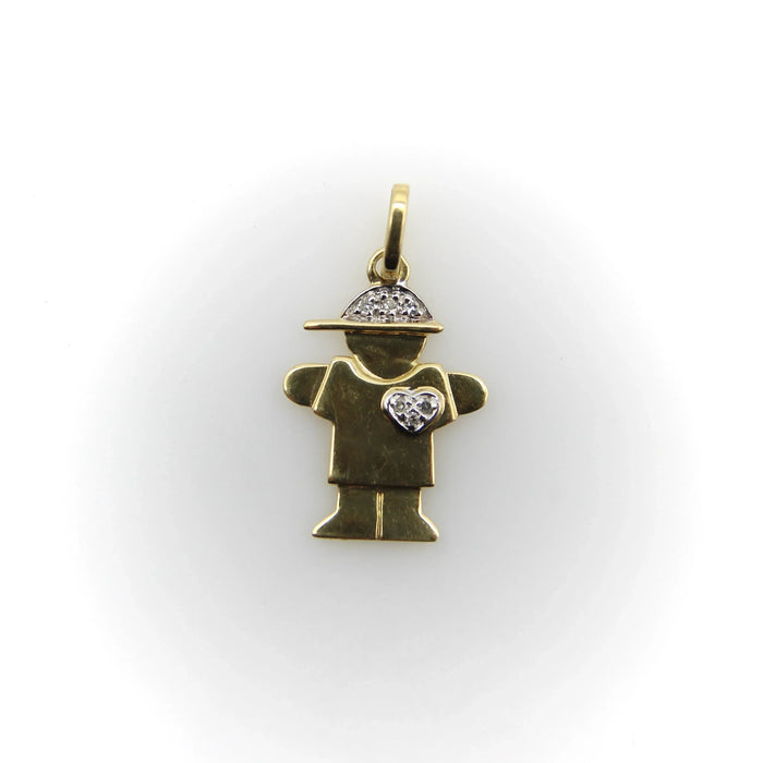 Pendentif Breloque enfant stylisée or et diamants 58 Facettes