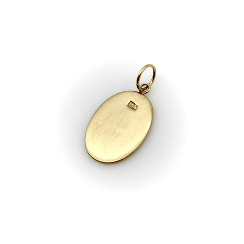 Victorian gold lion charm pendant hand-engraved with Ave Maria 